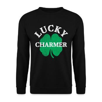 Lucky Charmer Funny St Patricks Day - Unisex Sweatshirt - black - Front - Alina (178cm) & Michal (187cm)
