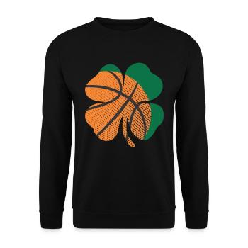 St Patricks Day Shamrock Basketball Saint Paddy's - Unisex Sweatshirt - black - Front - Alina (178cm) & Michal (187cm)