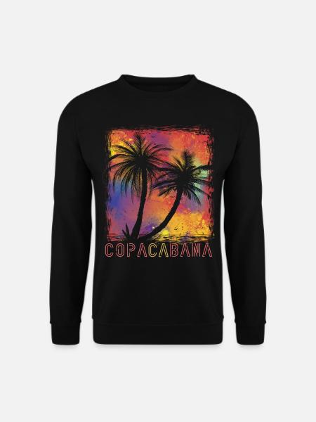 Palme Buntes Copacabana-Paradies Rio-Strand-Ozean - Unisex Pullover - Schwarz