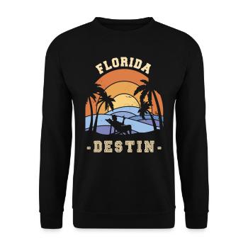 Florida Destin Palm Holidays Ocean Surfing - Unisex Sweatshirt - black - Front - Alina (178cm) & Michal (187cm)