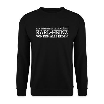 Karl-Heinz Lustiger Spruch Geburtstag Vorname - Unisex Pullover - Schwarz - Vorne - Alina (178cm) & Michal (187cm)