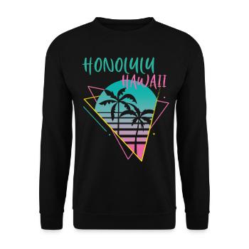 Honolulu Hawaii Palms Retro Ocean Surfing - Sweat-shirt Unisexe - noir - Devant - Alina (178cm) & Michal (187cm)