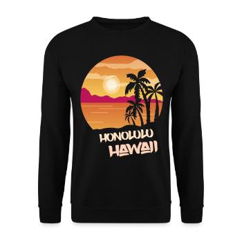 Hawaii Honolulu Holiday Palm Ocean Surfing - Sweat-shirt Unisexe - noir - Devant - Alina (178cm) & Michal (187cm)