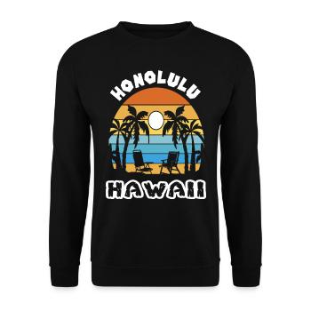 Honolulu Family Vacation Hawaii Vacation Ocean Palms - Unisex Sweatshirt - black - Front - Alina (178cm) & Michal (187cm)