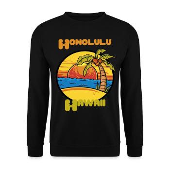 Honolulu Sunset Holiday Hawaii Palms Ozea - Sweat-shirt Unisexe - noir - Devant - Alina (178cm) & Michal (187cm)