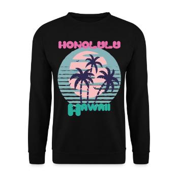 Palm Hawaii Honolulu Vacances Plage Océan - Sweat-shirt Unisexe - noir - Devant - Alina (178cm) & Michal (187cm)