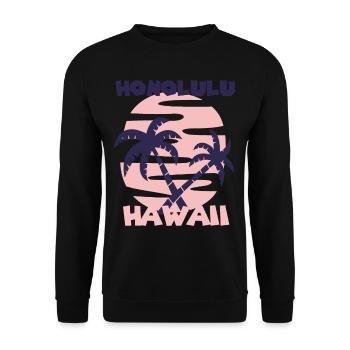 Familienurlaub Hawaii Honolulu Palm Tree Beach Oce - Unisex Pullover - Schwarz - Vorne - Alina (178cm) & Michal (187cm)
