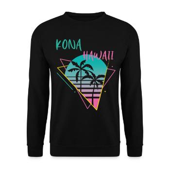 Kona Hawaii Palms Retro Ocean Surfing - Unisex Sweatshirt - black - Front - Alina (178cm) & Michal (187cm)