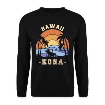 Hawaii Kona Retirement Palm Holidays Ocean Surfing - Unisex Sweatshirt - black - Front - Alina (178cm) & Michal (187cm)
