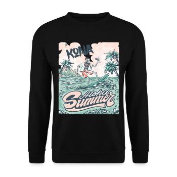 Kona Surfing Hawaii Holiday Palm Beach Ocean - Unisex Sweatshirt - black - Front - Alina (178cm) & Michal (187cm)