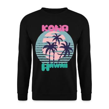 Palm Hawaii Kona Vacation Beach Ocean - Unisex Sweatshirt - black - Front - Alina (178cm) & Michal (187cm)