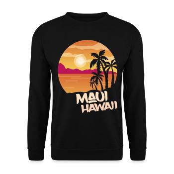 Maui Hawaï Palmiers Plage Vacances Océan Surf - Sweat-shirt Unisexe - noir - Devant - Alina (178cm) & Michal (187cm)