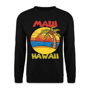 Maui-Palmen-Hawaii-Ferien-Ozean-Surfen - Unisex Pullover - Schwarz - Vorne - Alina (178cm) & Michal (187cm)
