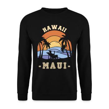 Maui Palms Hawaï Vacances Plage Océan - Sweat-shirt Unisexe - noir - Devant - Alina (178cm) & Michal (187cm)
