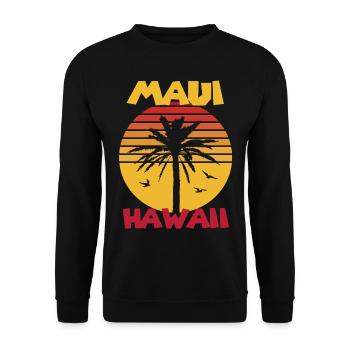 Maui Urlaub Hawaii Palmen Strand Ozean Surfen - Unisex Pullover - Schwarz - Vorne - Alina (178cm) & Michal (187cm)