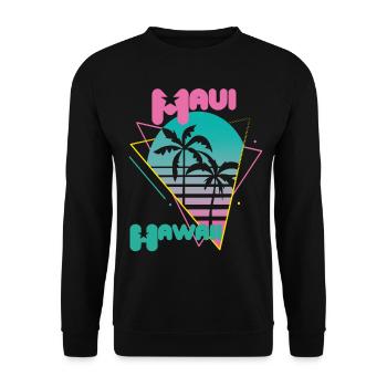Vacances rétro Maui Hawaï Palmiers Plage Océan - Sweat-shirt Unisexe - noir - Devant - Alina (178cm) & Michal (187cm)
