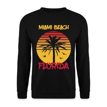 Florida Miami Beach Palmen Ocean Surfing - Unisex Pullover - Schwarz - Vorne - Alina (178cm) & Michal (187cm)