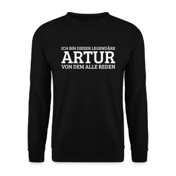 Artur Lustiger Spruch Geburtstag Vorname - Unisex Pullover - Schwarz - Vorne - Alina (178cm) & Michal (187cm)
