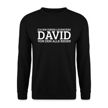 David Lustiger Spruch Geburtstag Vorname - Unisex Pullover - Schwarz - Vorne - Alina (178cm) & Michal (187cm)