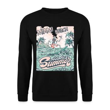 Miami Beach Vacances Floride Palmiers Plage Surf - Sweat-shirt Unisexe - noir - Devant - Alina (178cm) & Michal (187cm)