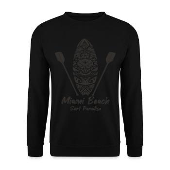 Miami Beach Surfen Florida Urlaub Palme Ozean - Unisex Pullover - Schwarz - Vorne - Alina (178cm) & Michal (187cm)