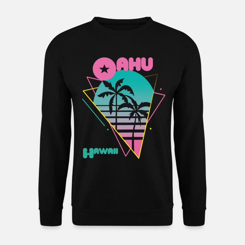 Retro Oahu Hawaii Palmen Surfen im Ozean - Unisex Pullover - Schwarz
