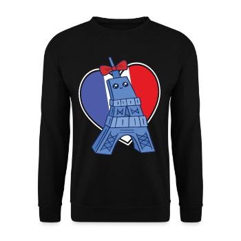 Tour Eiffel Souvenir Cœur Français Paris Franck - Sweat-shirt Unisexe - noir - Devant - Alina (178cm) & Michal (187cm)