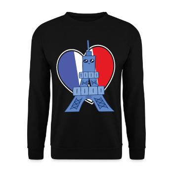 Eiffelturm Herz Frankreich Souvenir Kawaii Paris - Unisex Pullover - Schwarz - Vorne - Alina (178cm) & Michal (187cm)