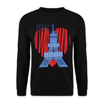 Paris-Herz-niedliche Eiffelturm-Franzosen-Frankrei - Unisex Pullover - Schwarz - Vorne - Alina (178cm) & Michal (187cm)