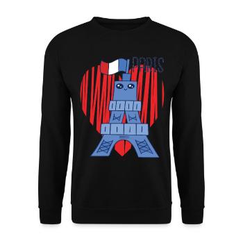 Love Paris mignon Tour Eiffel Kawaii français - Sweat-shirt Unisexe - noir - Devant - Alina (178cm) & Michal (187cm)