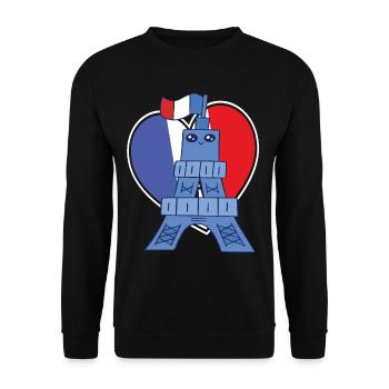 Frankreich Souvenir Kawaii Eiffelturms niedliche P - Unisex Pullover - Schwarz - Vorne - Alina (178cm) & Michal (187cm)