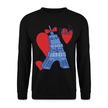 Love Paris Eiffel Tower Kawaii Parisian souvenir Fra - Unisex Sweatshirt - black - Front - Alina (178cm) & Michal (187cm)