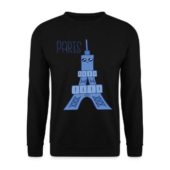 Paris Kawaii Eiffel Tower Parisian French Souv - Unisex Sweatshirt - black - Front - Alina (178cm) & Michal (187cm)