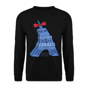 Niedliche Eiffelturm Kawaii Liebe Paris Souvenir P - Unisex Pullover - Schwarz - Vorne - Alina (178cm) & Michal (187cm)