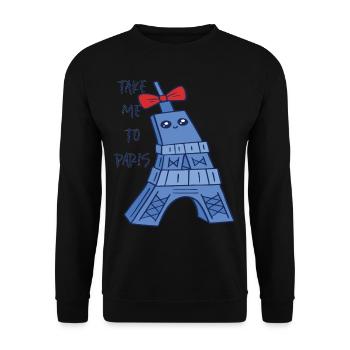 Paris cute Eiffel Tower Kawaii Parisian Souveni - Unisex Sweatshirt - black - Front - Alina (178cm) & Michal (187cm)