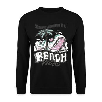 Familienurlaub Kalifornien Sacramento Palme Strand - Unisex Pullover - Schwarz - Vorne - Alina (178cm) & Michal (187cm)