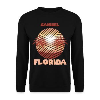 Retro Sanibel Florida Palmen Surfen im Ozean - Unisex Pullover - Schwarz - Vorne - Alina (178cm) & Michal (187cm)