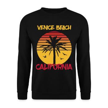California Venice Beach Palmen Ocean Surfing - Unisex Pullover - Schwarz - Vorne - Alina (178cm) & Michal (187cm)