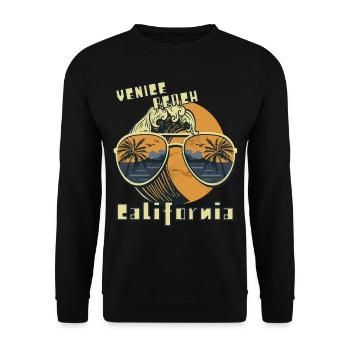Palm Tree Sunglasses California Venice Beach Ocean - Unisex Sweatshirt - black - Front - Alina (178cm) & Michal (187cm)