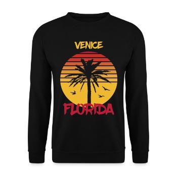 Florida-Venedig-Palmen Ozean-Surfen - Unisex Pullover - Schwarz - Vorne - Alina (178cm) & Michal (187cm)