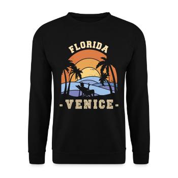 Florida-Venedig-Palmen-Ferien-Ozean-Surfen - Unisex Pullover - Schwarz - Vorne - Alina (178cm) & Michal (187cm)