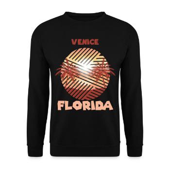 Retro-Venedig-Florida-Palmen-Ozean-Surfen - Unisex Pullover - Schwarz - Vorne - Alina (178cm) & Michal (187cm)