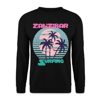 Palm Surfing Zansibar Beach Holiday Island Sun - Unisex Sweatshirt - black - Front - Alina (178cm) & Michal (187cm)