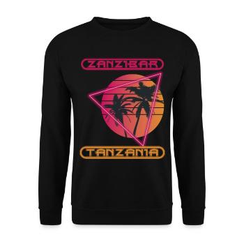 Zansibar Tansania Retro Palme Ozean Urlaub Surfen - Unisex Pullover - Schwarz - Vorne - Alina (178cm) & Michal (187cm)