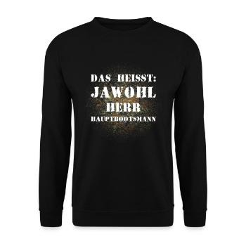 Das heißt Jawohl Herr Hauptbootsmann Bundeswehr - Unisex Pullover - Schwarz - Vorne - Alina (178cm) & Michal (187cm)