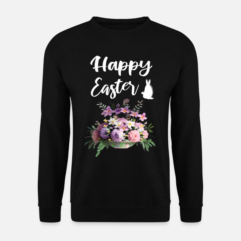 Happy Easter Flowers Bouquet - Unisex Sweatshirt - black