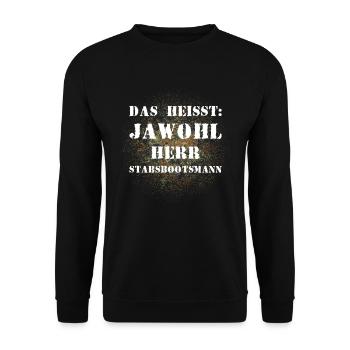 Das heißt Jawohl Herr Stabsbootsmann Bundeswehr - Unisex Pullover - Schwarz - Vorne - Alina (178cm) & Michal (187cm)