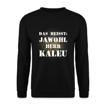 Das heißt Jawohl Herr Kaleu Bundeswehr Marine - Unisex Pullover - Schwarz - Vorne - Alina (178cm) & Michal (187cm)