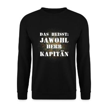 Das heißt Jawohl Herr Kapitän Bundeswehr Offizier - Unisex Pullover - Schwarz - Vorne - Alina (178cm) & Michal (187cm)