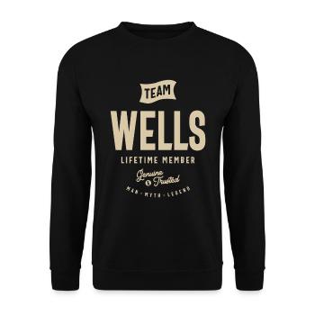 Team Wells Lifetime Member - Name Wells - Unisex Sweatshirt - black - Front - Alina (178cm) & Michal (187cm)